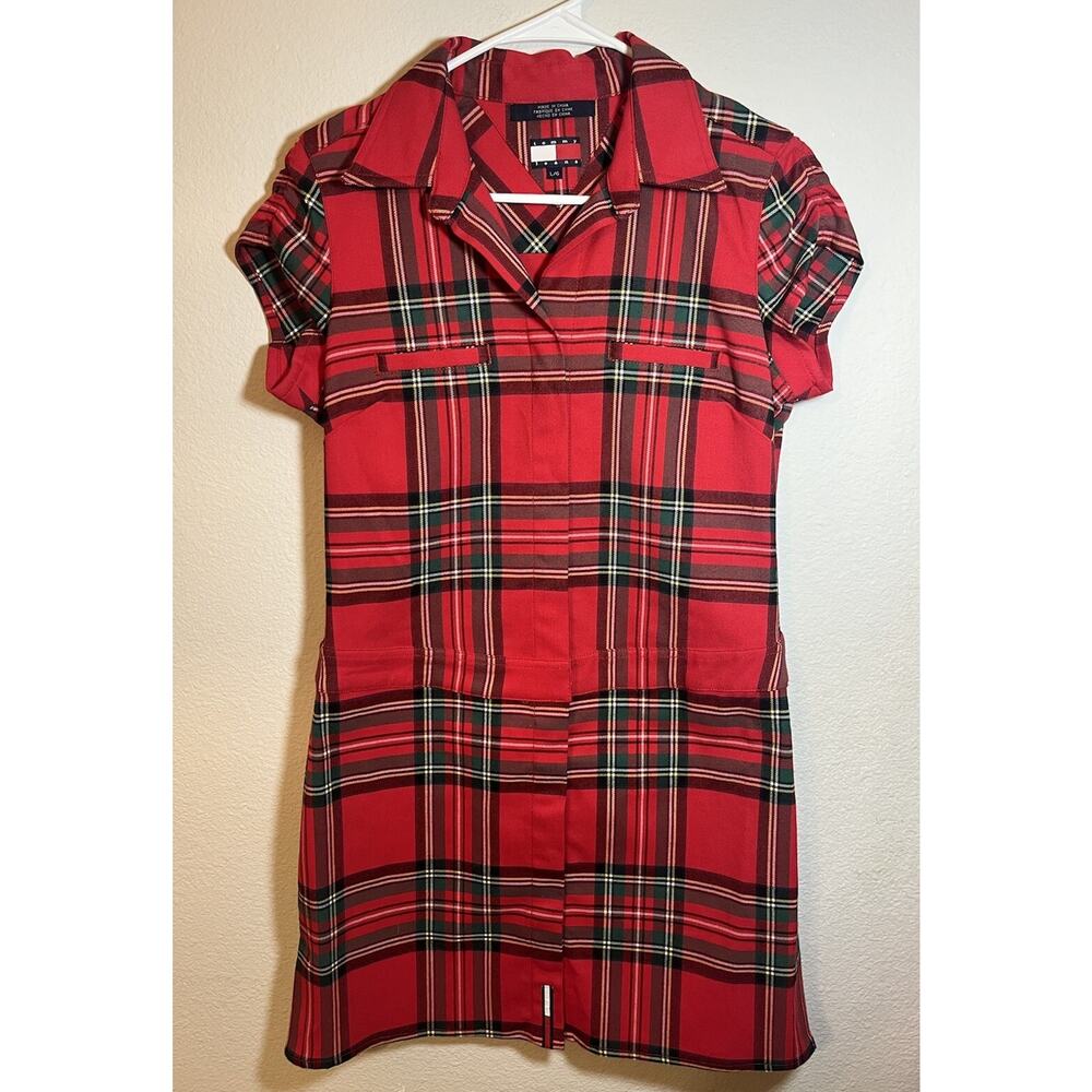 Tommy Jeans Vintage Y2K Button Front Plaid Dress Womens Large Preppy